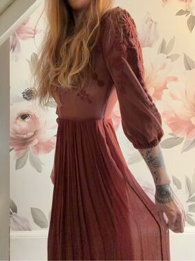 Zara ZW Collection Combination Dress in maroon NWT size medium